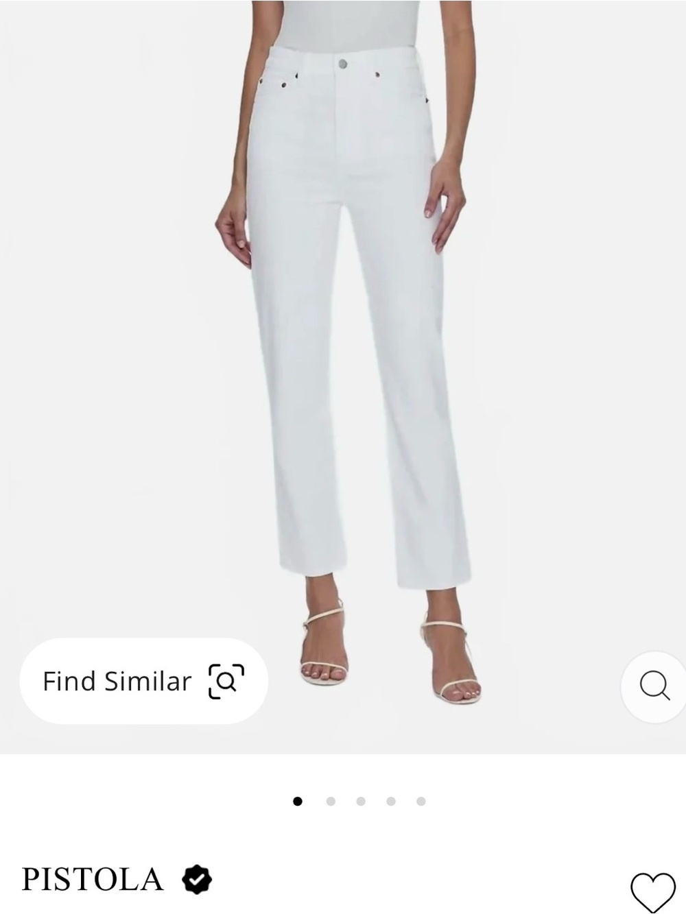 NWT Size 26 PISTOLA Bri High Rise Classic White Straight Leg Jeans